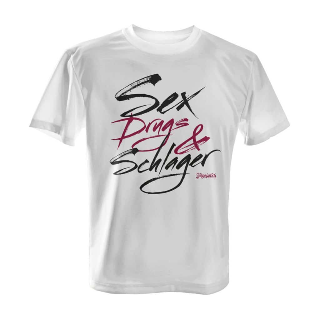 T Shirt Sex Drugs And Schlager Weiß Schlagerfans24 De