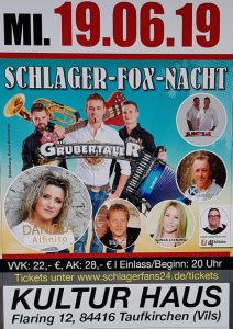 Schlager Fox Nacht Taufkirchen 2019 Tickets kaufen