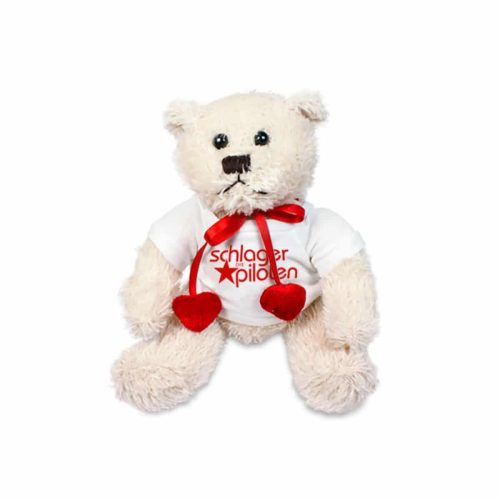 Teddybär mit Herz Schlagerpiloten weiß