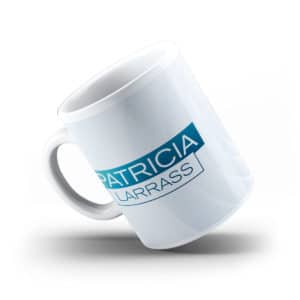 patricia larras tasse foto logo blau
