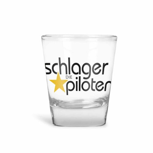 Schnapsglas Schlagerpiloten Logo schwarz