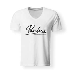 T-Shirt V-Neck Herren Pauline weiss
