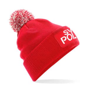 Mütze Sven Polenz rot mit Bommel