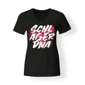 T-Shirt Damen V-Neck Schlager DNA schwarz