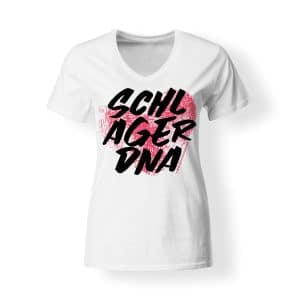 T-Shirt Damen V-Neck Schlager DNA weiß