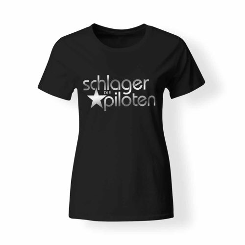 Schlagerpiloten T-Shirt Damen schwarz-silber