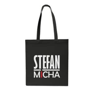 Einkaufstasche Stefan Micha Logo schwarz