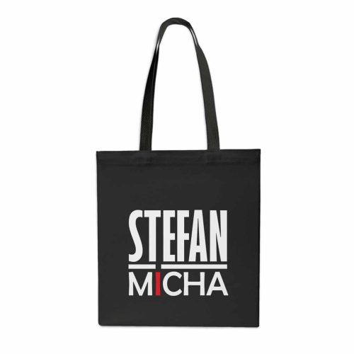 Einkaufstasche Stefan Micha Logo schwarz