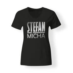 T-Shirt Damen Stefan Micha Logo schwarz