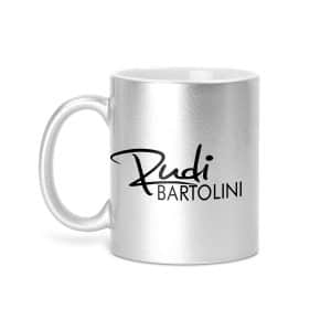 Tasse glitzer silber logo Rudi Bartolini