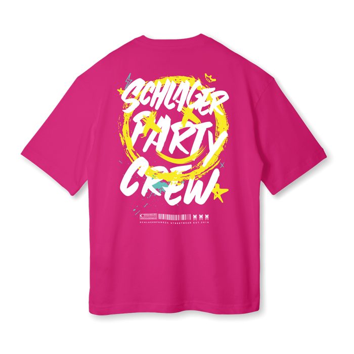 t-shirt schlager party crew oversize pink