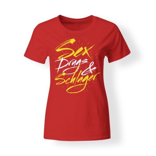 sex dugs schlager t-shirt damen rot