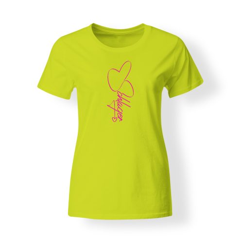 T-Shirt Damen Schlager Signature pixel lime gelb