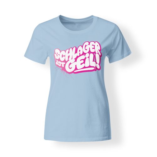 t-shirt damen schlager ist geil hellblau