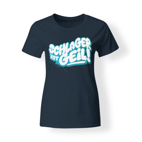 t-shirt damen schlager ist geil navy