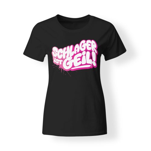 t-shirt damen schlager ist geil schwarz