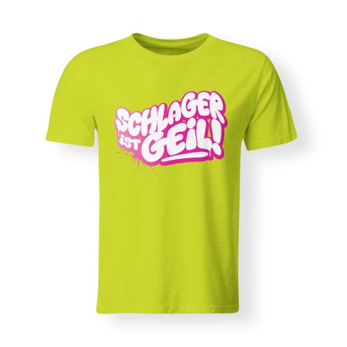 t-shirt schlager ist geil pixel lime gelb