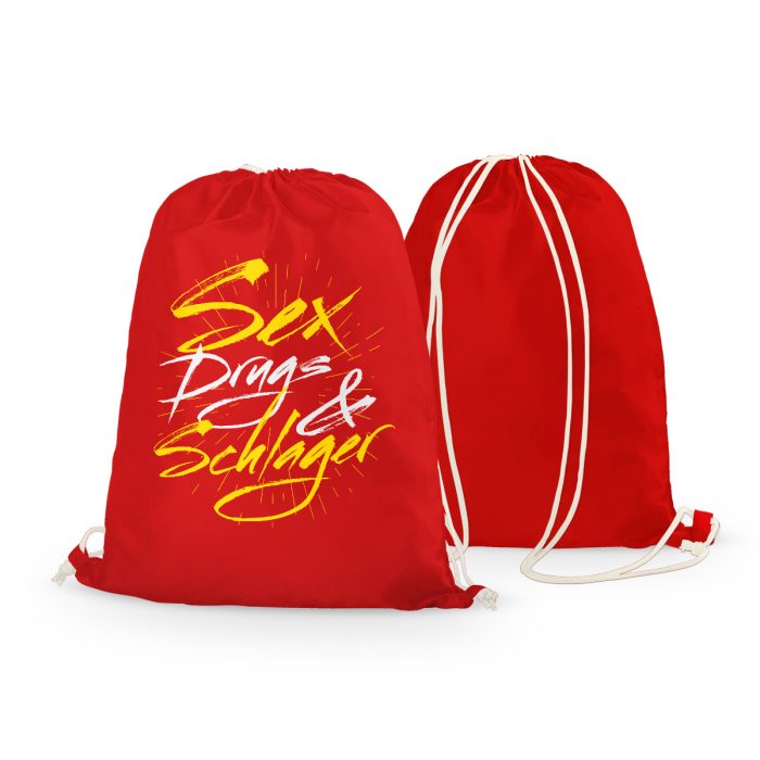 sex drugs schlager rucksack rot